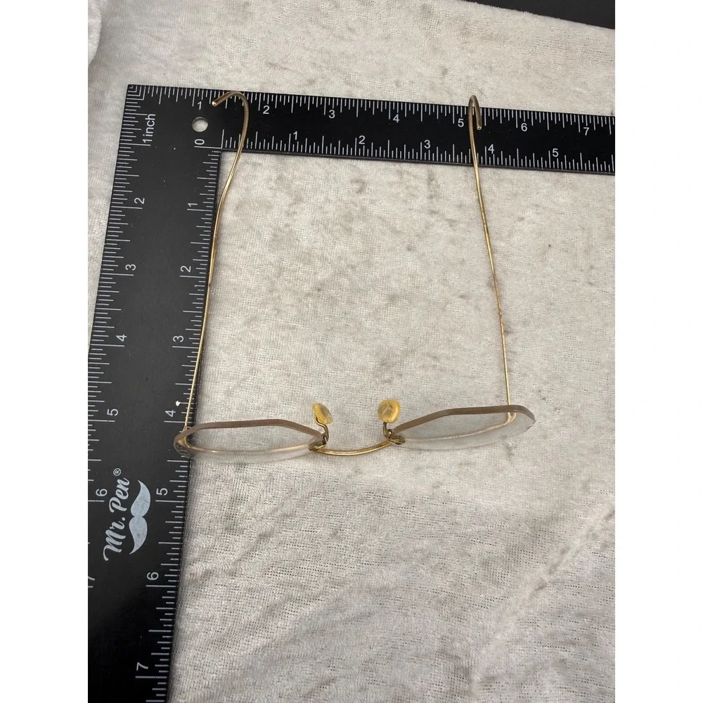Vintage ArtCraft Wire Frame Glasses Gold Filled Rimless Engraved Bridge Case